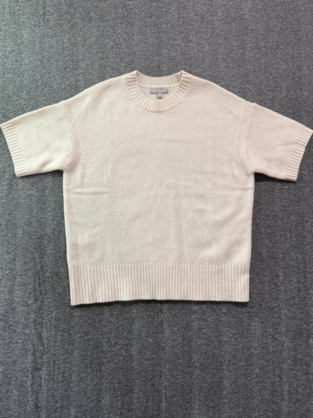 J. Crew Oversized Crewneck Short-Sleeve Lamb's Wool Sweater Ivory Size XS